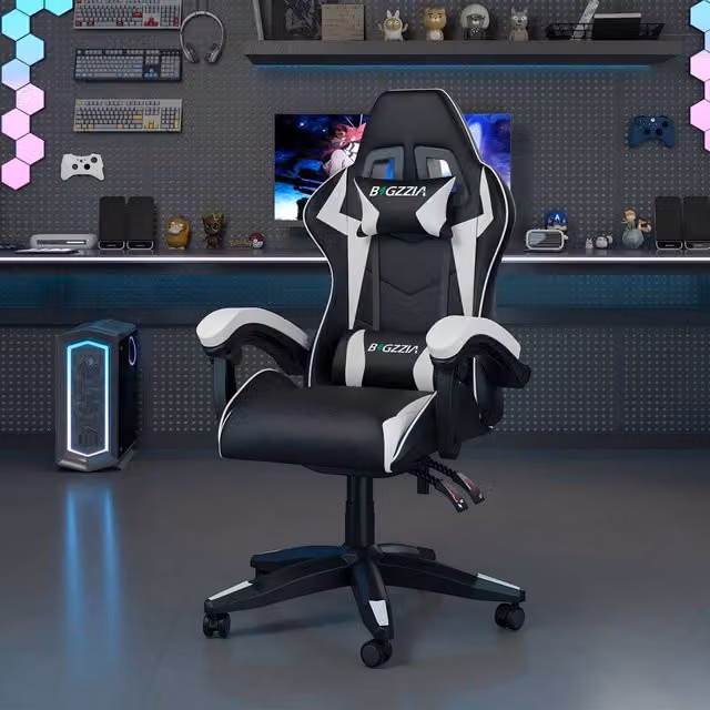 Gartistgo Ergonomic Gaming Chair in Black with Synthetic Leather and Metal Frame