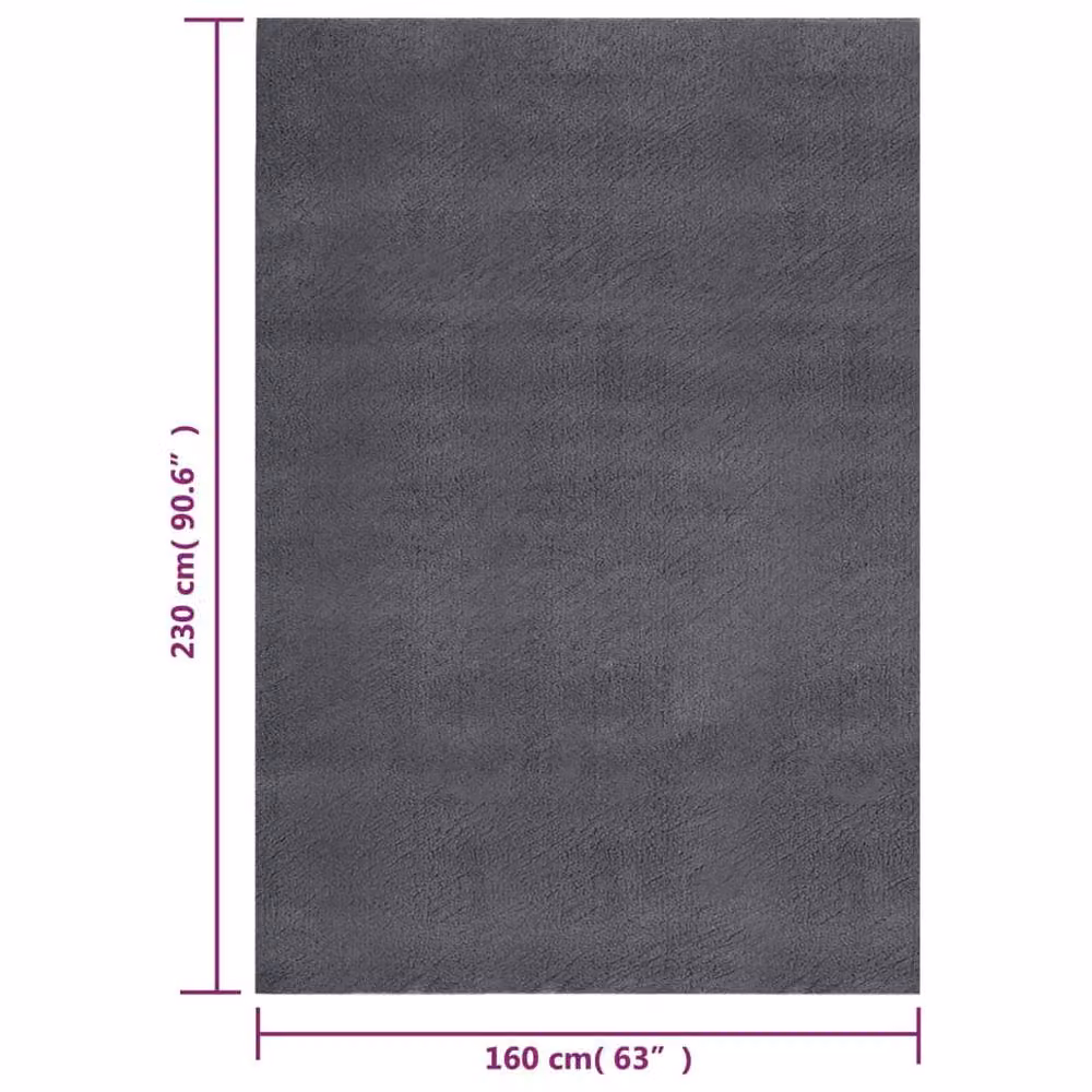 Berkfield Home Washable Soft Shaggy Anti Slip Round Rug, Anthracite Black, Diameter: 160 cm – 2