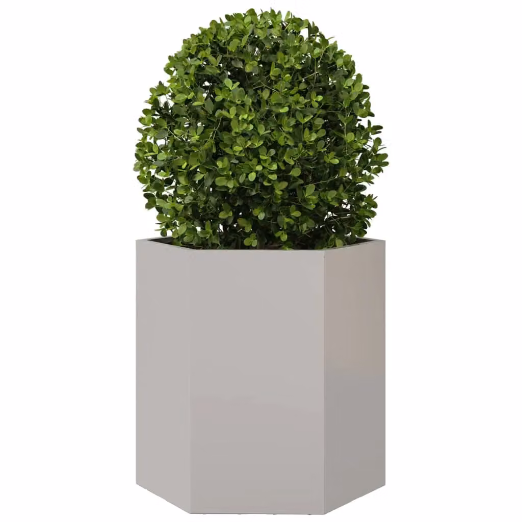 Berkfield Hexagon Stainless Steel Garden Planter Tub, 2 Pieces, Silver and Grey, W: 46 cm, D: 40 cm, H: 45 cm – 5