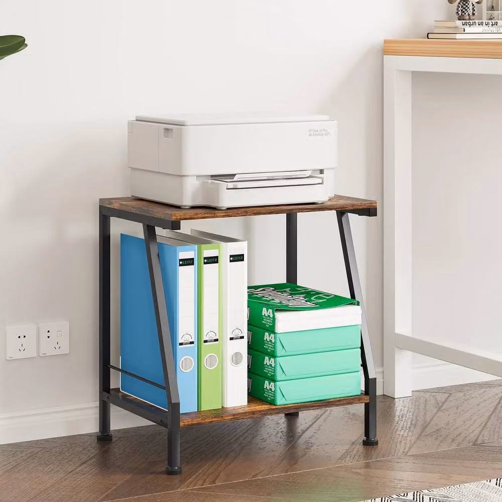 FORGEVIO 2 Tier Printer Stand with Storage in Brown – 3