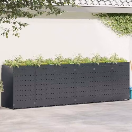 vidaXL Wheelie Bin Storage for 6 Bins, Anthracite, W: 408 cm, D: 77.5 cm, H: 121.5 cm – 2