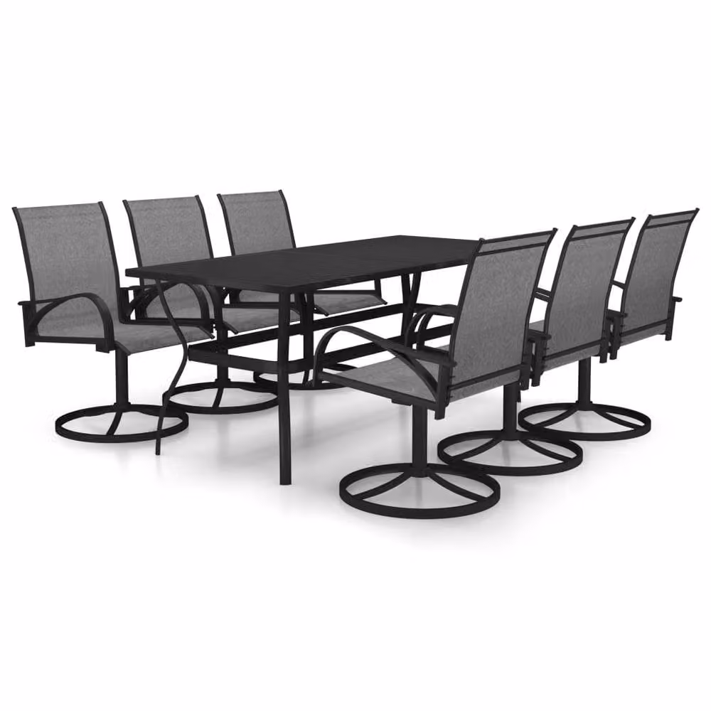 Berkfield Home 7 Piece Grey Garden Dining Set with Textilene and Powder Coated Steel – 2