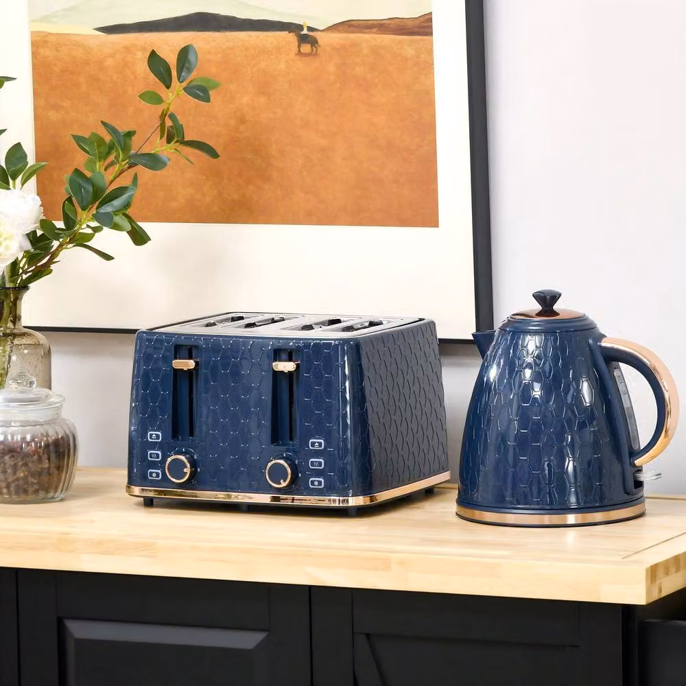 STILVORA Kettle and Toaster Set in Blue with Stainless Steel Finish – 2