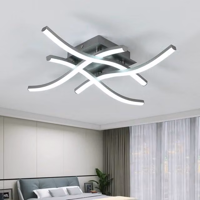 Goeco Modern Square LED Ceiling Light, 24 W, Cool White 6500 K, Grey