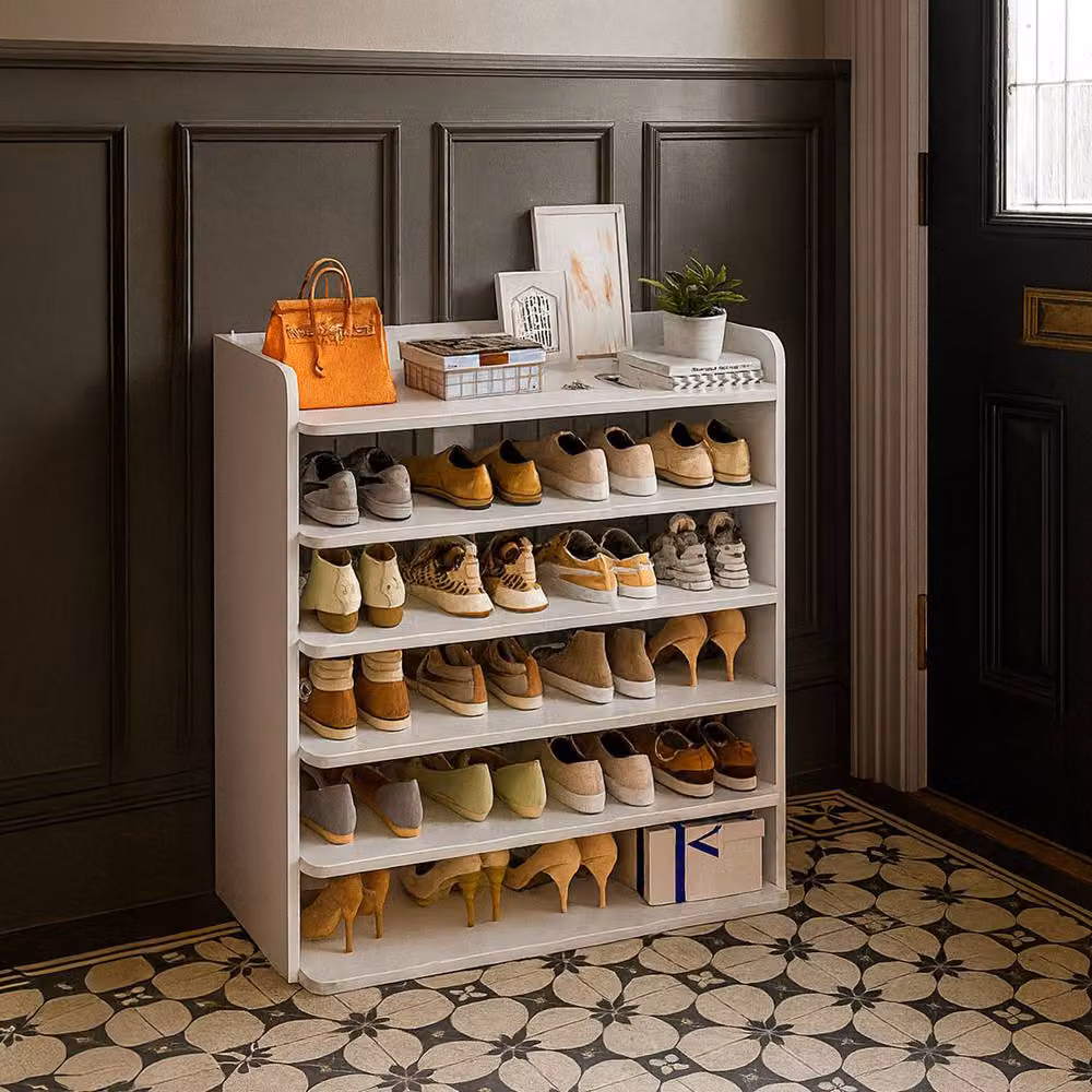 Neo 6 Tier White Wooden Space-Saving Shoe Rack – 3