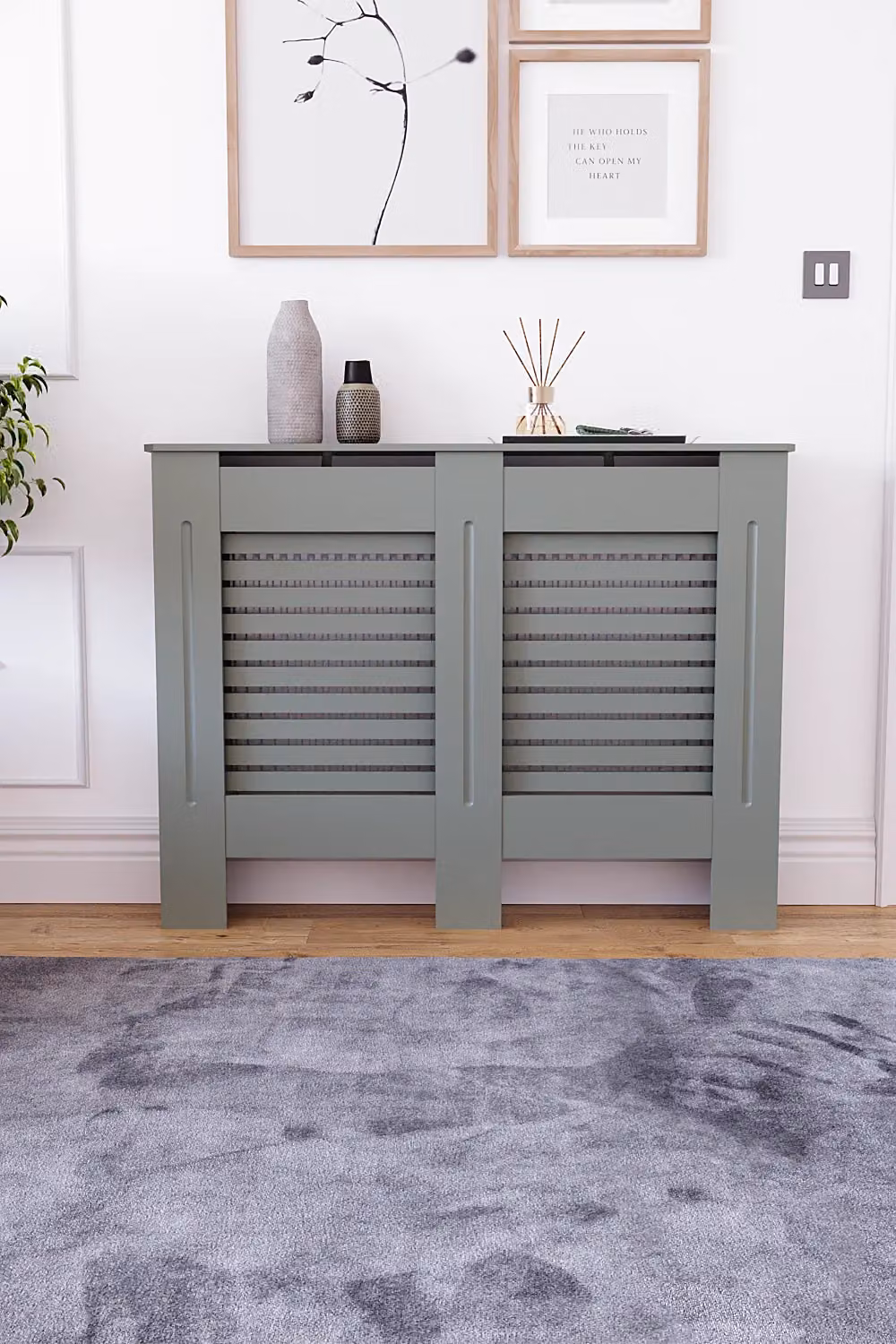 Vida Designs Milton Adjustable MDF Radiator Cover in Grey, H 82.0 x W 111.0 x D 19.0 cm – 3