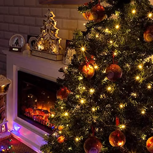 The Christmas Workshop 600 LED Warm White Christmas Lights, 59.9 Metres, Battery Operated, 8 Light Modes