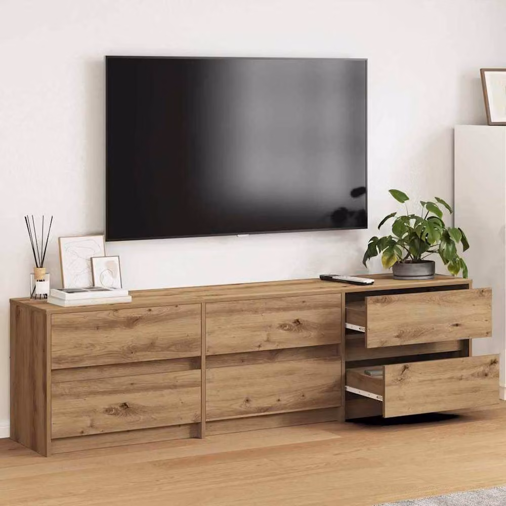 Berkfield Home Modern Brown TV Cabinet with LED Lights, W/D/H: 181 x 34 x 50 cm – 2