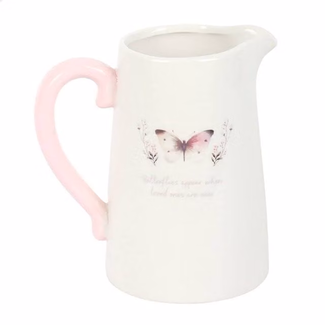 Uniqueful White and Grey Floral Ceramic Tabletop Jug