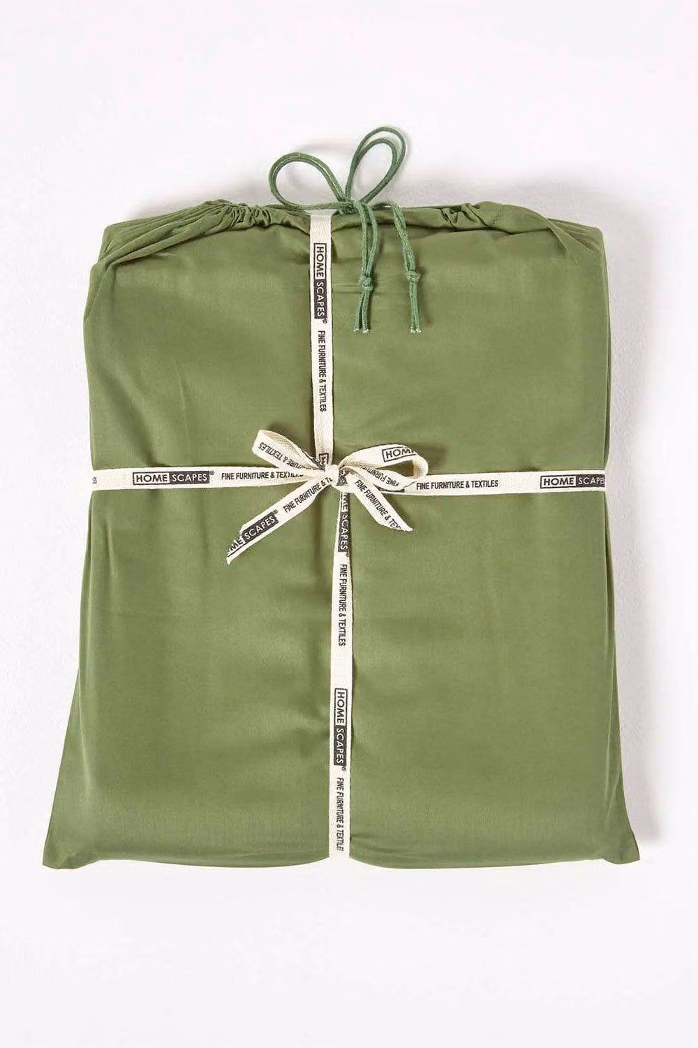 Homescapes Green Mako Satin Cotton Duvet Cover Set, 400 TC, Duvet Cover 200 x 220 cm and Pillowcase 140 x 200 cm – 2