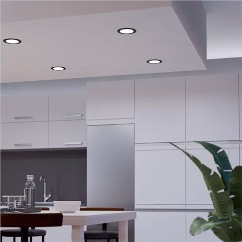 Loops Black LED Ceiling Spotlight, Dimmable, IP44 Rated, GU10 Downlight with Bulb Included – 2