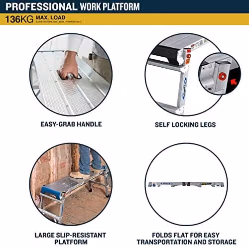 Werner Compact PRO Foldable Platform Ladder with Handle in Silver – 2