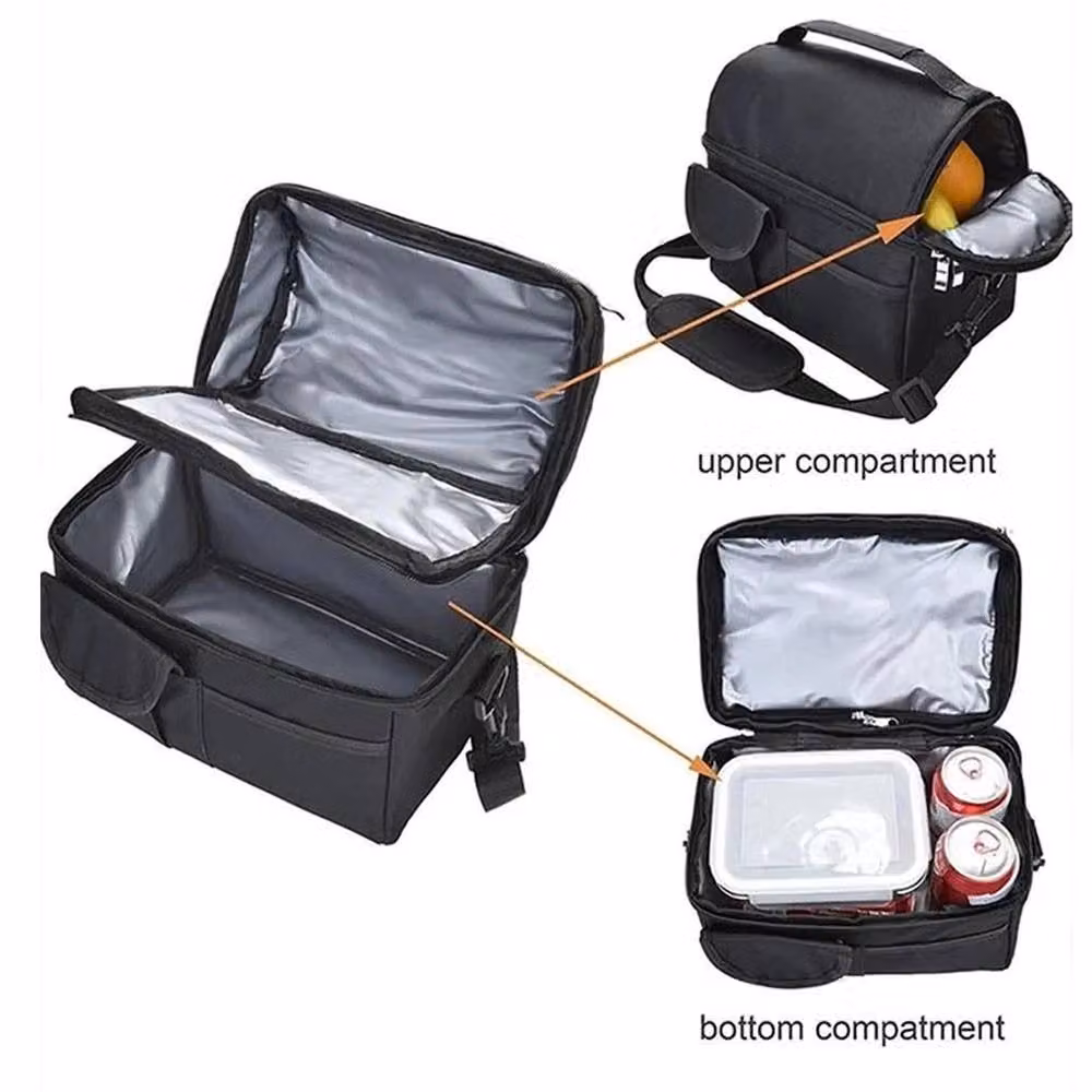 Kelvenix Large Insulated Fabric Lunch Bag in Black – 3