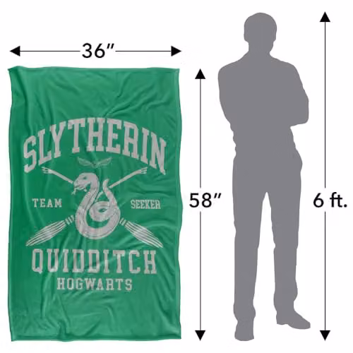 Warner Bros. Harry Potter Slytherin Quidditch Arch Super Soft Fleece Throw Blanket, Green/Multicolour, W: 91.44 cm x D: 91.44 cm x H: 147 cm – 4