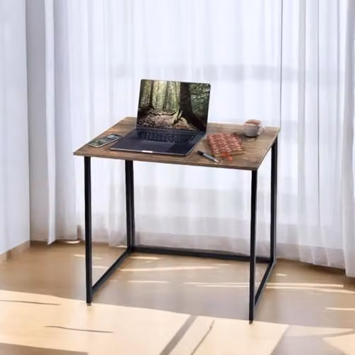 House of Home Industrial Style Folding Computer Desk in Black and Brown, W/D/H: 80 x 45 x 74 cm – 2