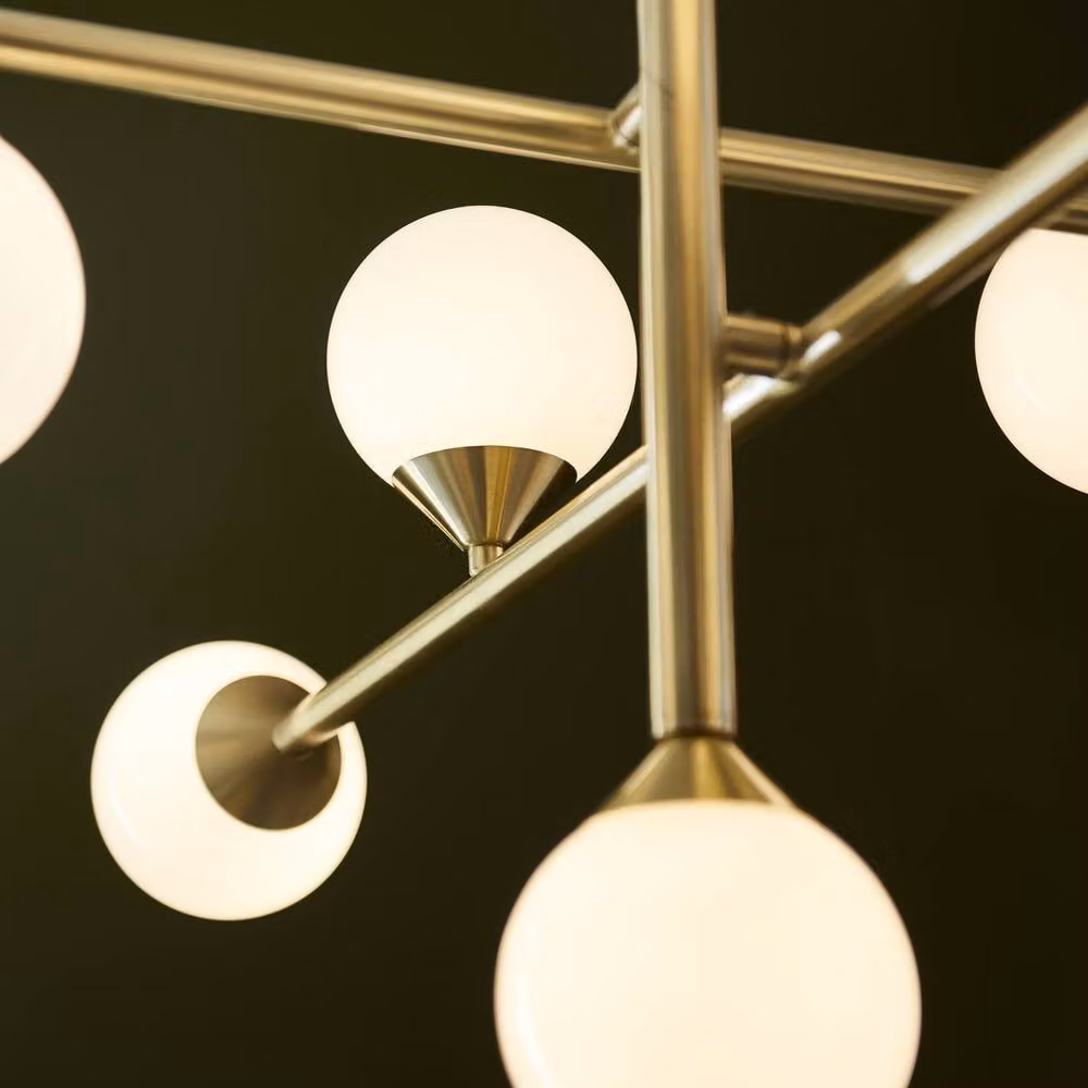 Netlighting Grosseto Multi Arm Pendant Light in Gold Brass and White Glass – 4