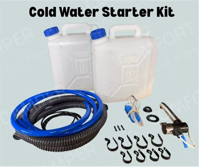 Nordara Campervan Plumbing Kit with 2x10L Water Tanks, Tap, Pump and White Smev Sink
