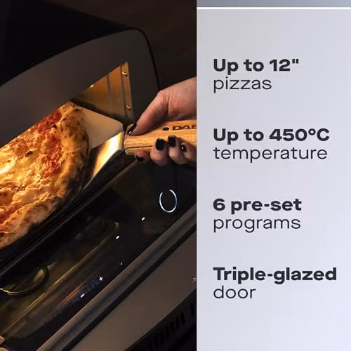 Daewoo Napolicasa 12 Inch Digital Electric Pizza Oven with Full Pizza Making Kit, Black – 2