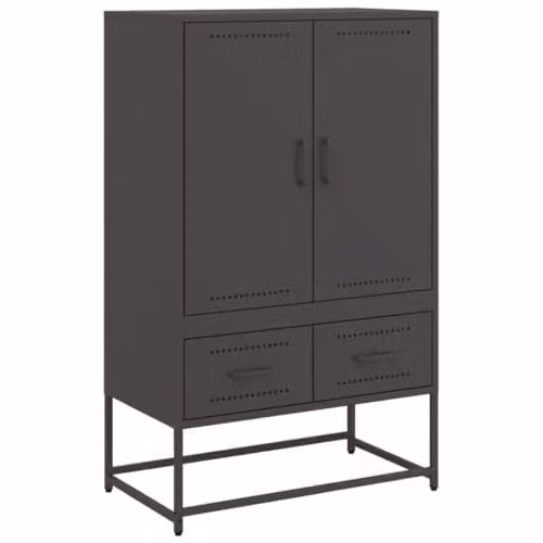 vidaXL Modern Black Steel Highboard with Hinged Doors and Internal Shelves, W/D/H: 68 x 39 x 111.5 cm – 1