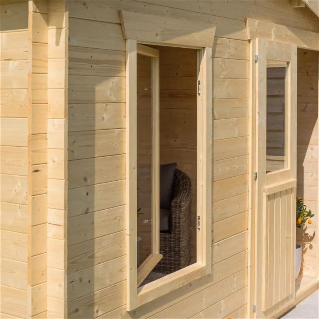 Cheshire Retreat Apex Log Cabin in Natural Wood with 19mm Wall Thickness – 2