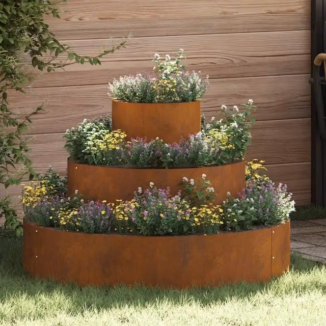 Berkfield Home Large Weathering Steel Metal Planter Tub in Bronze, Brown and Multicolour – 1