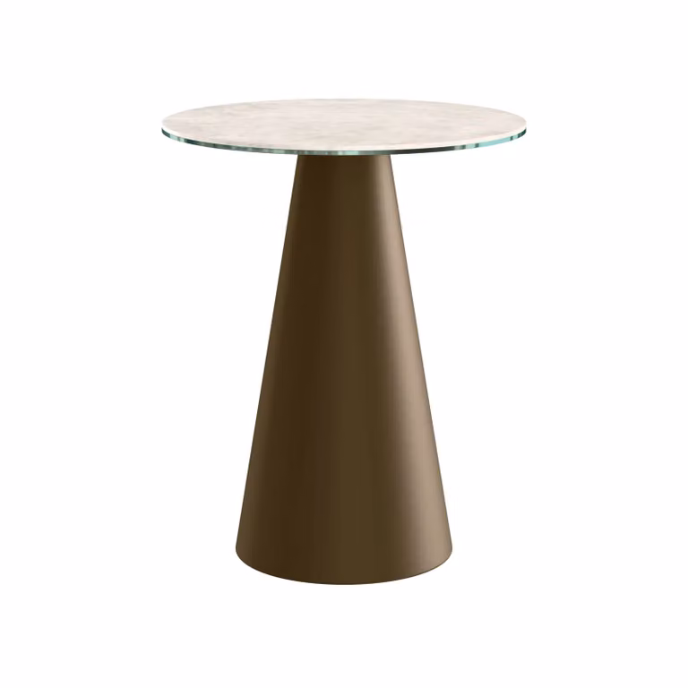 Dome Deco PILAR Art Deco Side Table with White Glass Top