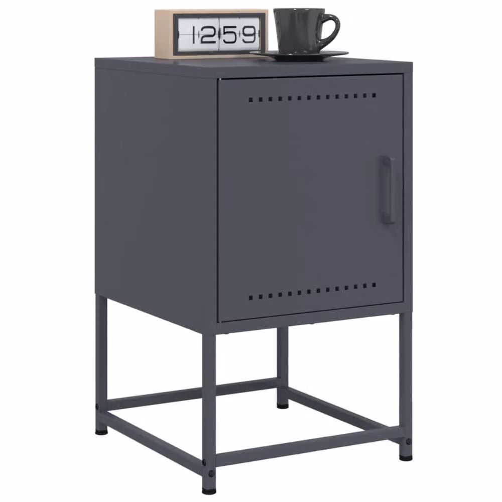 Berkfield Home Set of 2 Anthracite Metal Bedside Cabinets, W/D/H: 36 x 39 x 60.5 cm – 2