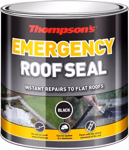Ronseal Thompson's Emergency Roof Seal Waterproof Liquid Membrane, 2.5 l, Black