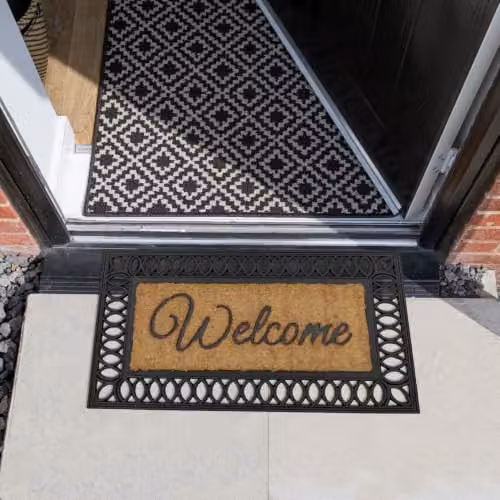 JVL Orana Embossed Coir Doormat with Non-Slip Rubber Edge, Brown/Beige, W: 40 cm, D: 70 cm – 2
