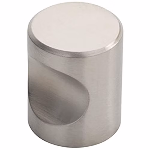 Loops Brushed Stainless Steel Cylindrical Cupboard Door Knob in Silver, Diameter: 25 mm