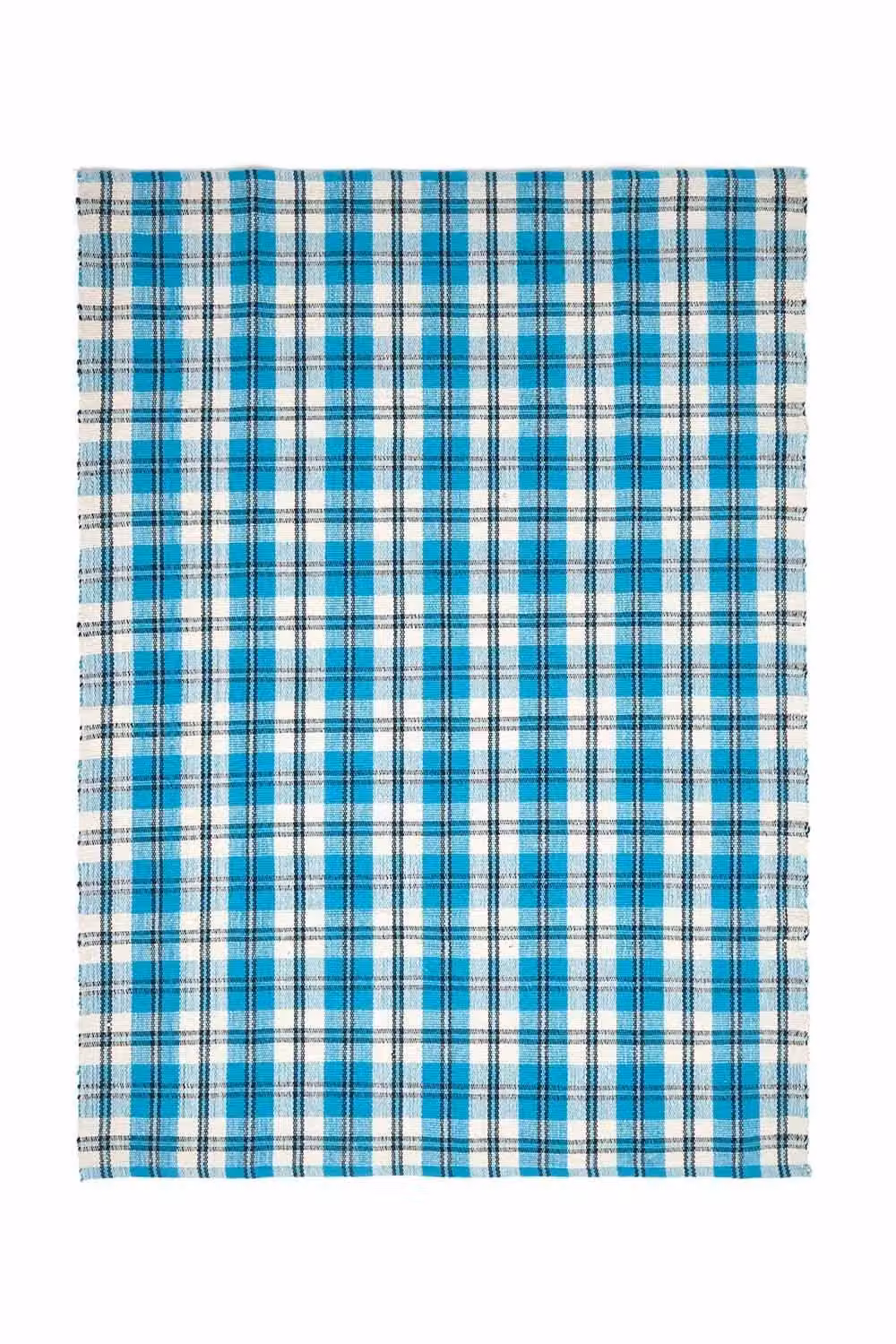 Homescapes Irvine Handwoven Blue Tartan 100% Cotton Rug, W: 120 cm, L: 170 cm – 2