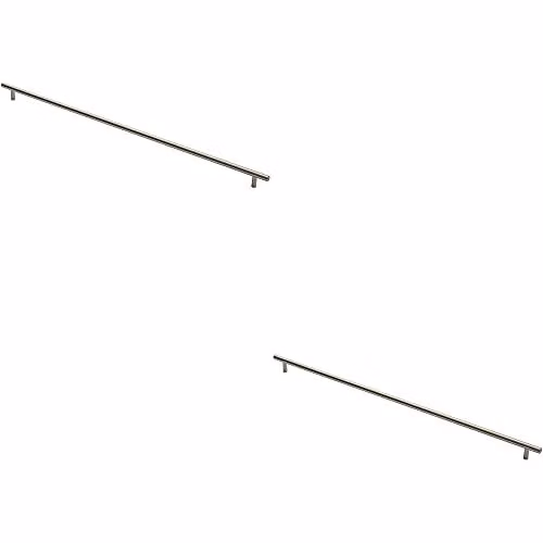 Loops 2 Pack Round T-Bar Cabinet Pull Handles in Brushed Silver, Fixing Centres: 60.8 cm, W/D/H: 66.8 x 1.2 cm