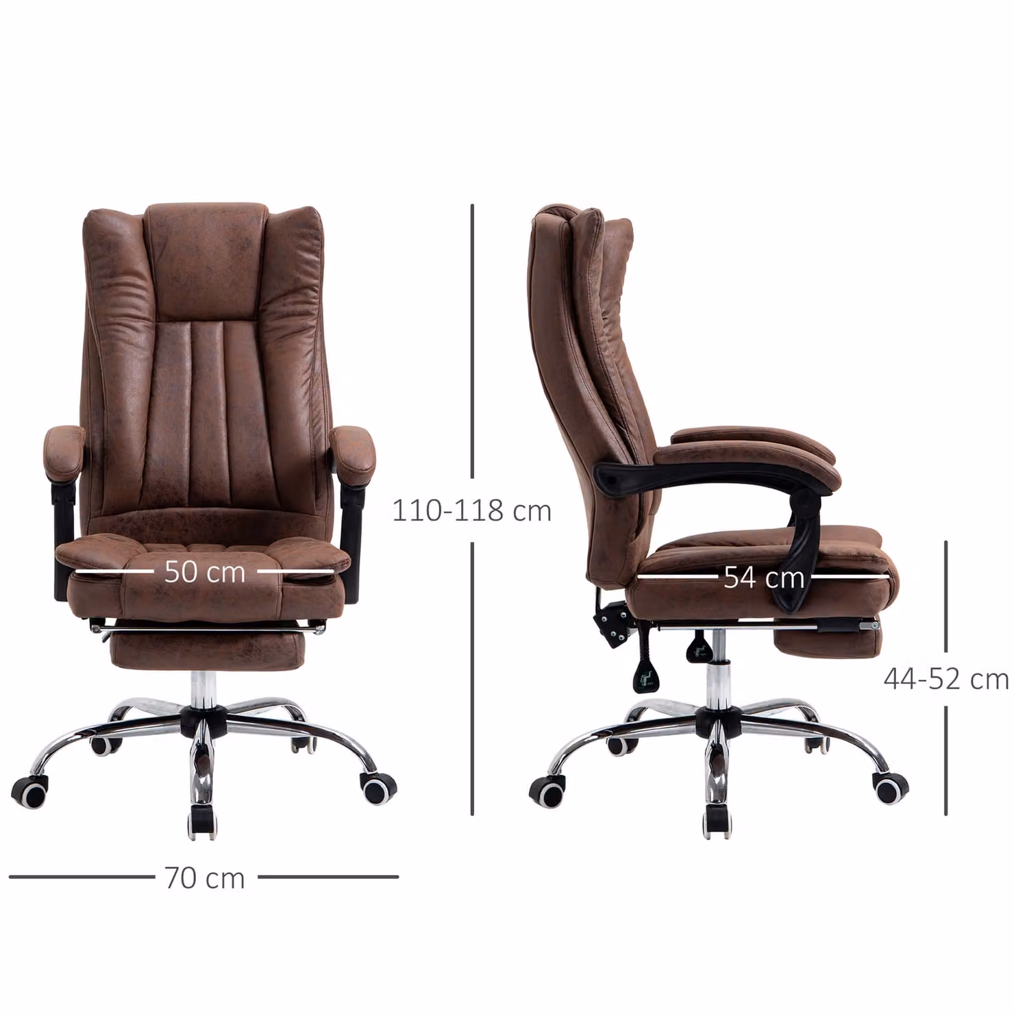 Vinsetto Ergonomic Office Chair in Brown with Footrest, Armrests and Reclining Function – 3