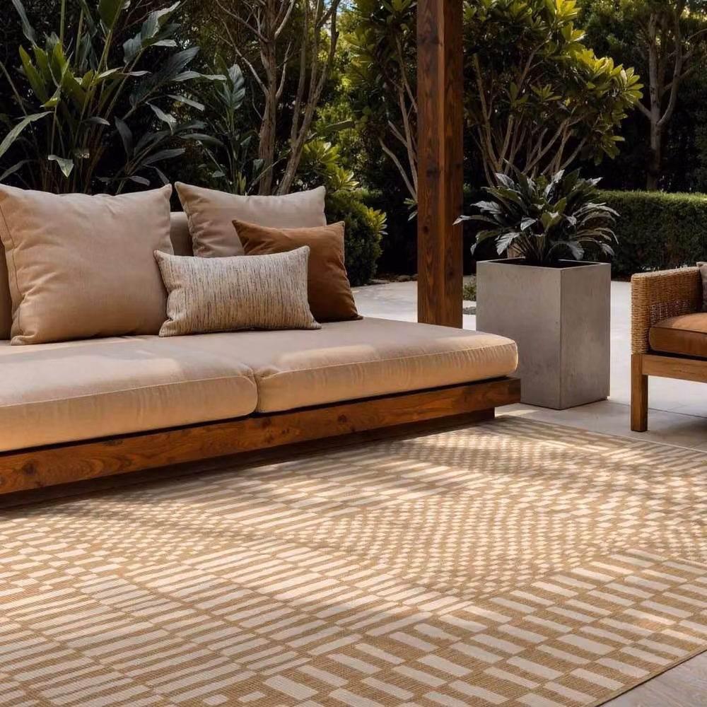Ted Baker Barkham Reversible Abstract Indoor Outdoor Rug in Beige, W: 200 cm, D: 300 cm – 3