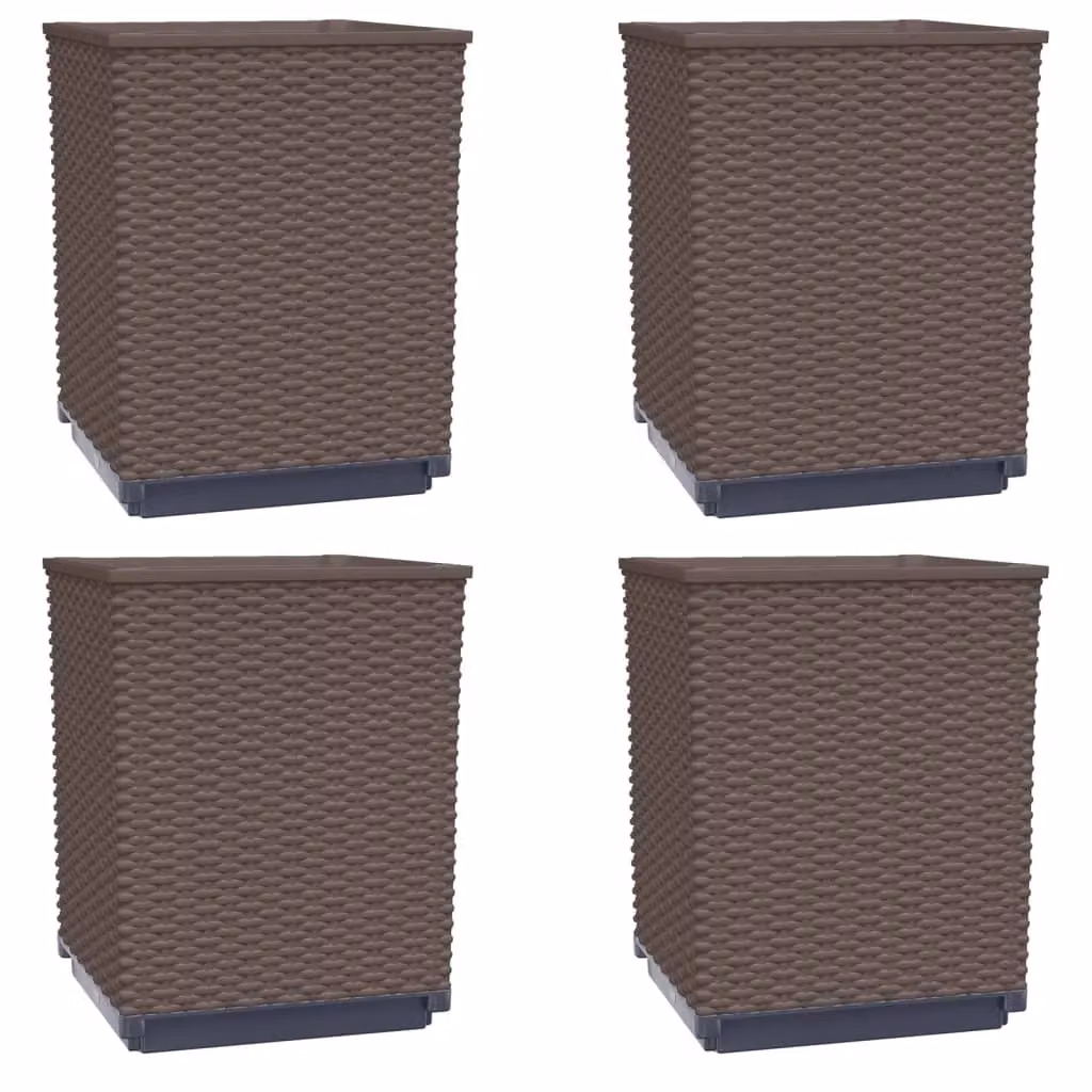 Berkfield Home Set of 4 Brown Polypropylene Planter Tubs, W/D/H: 30 x 30 x 37 cm – 2