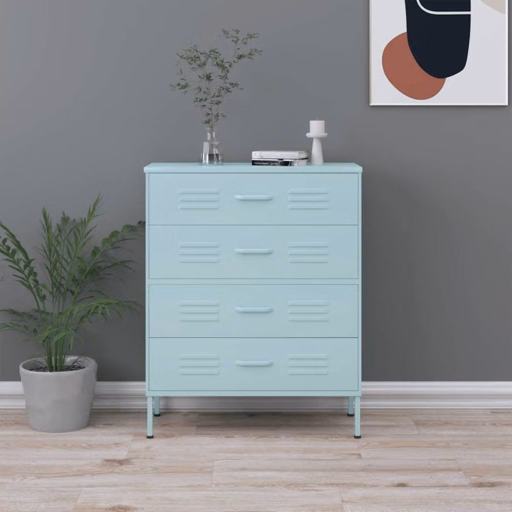 Berkfield Home Durable Steel Chest of Drawers in Mint Green, W/D/H: 80 x 35 x 101.5 cm – 2