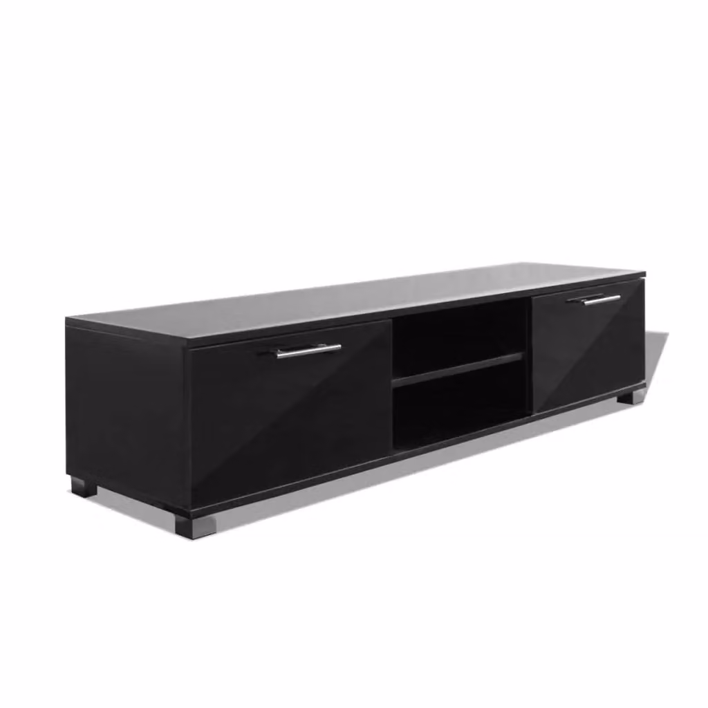 Berkfield Home Modern High-Gloss Black TV Cabinet W: 120 cm, D: 40.3 cm, H: 34.7 cm – 2