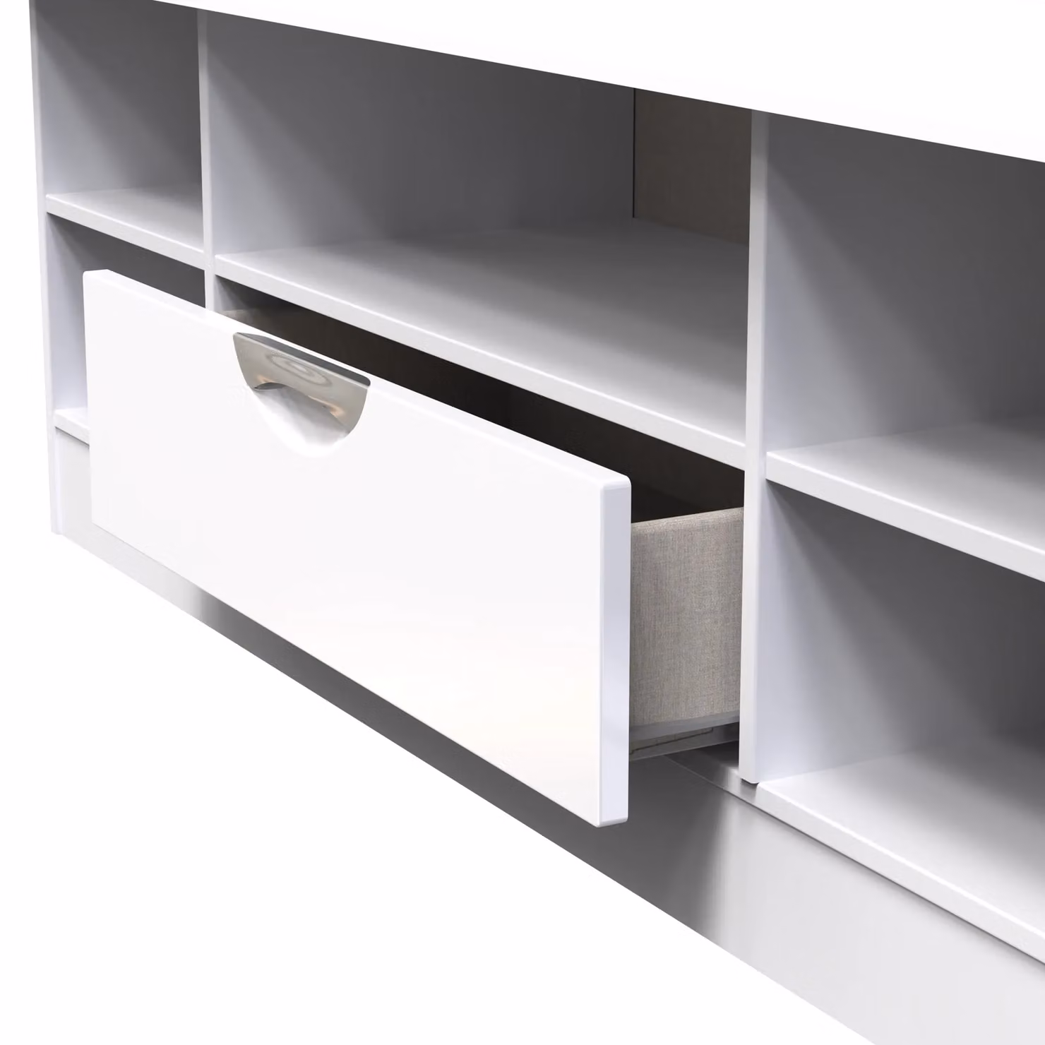 2 U Holborn Wide 1 Drawer TV and Media Unit in White Glossy Finish – 4
