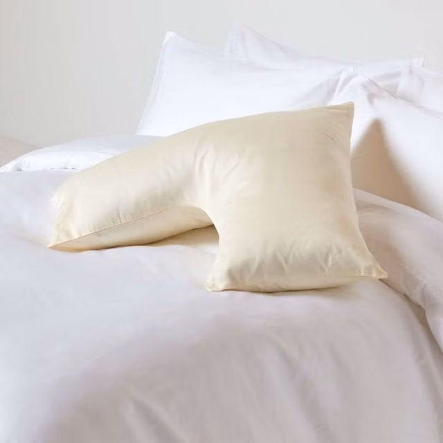 Homescapes Organic GOTS Combed Cotton V Shaped Pillowcase in Beige