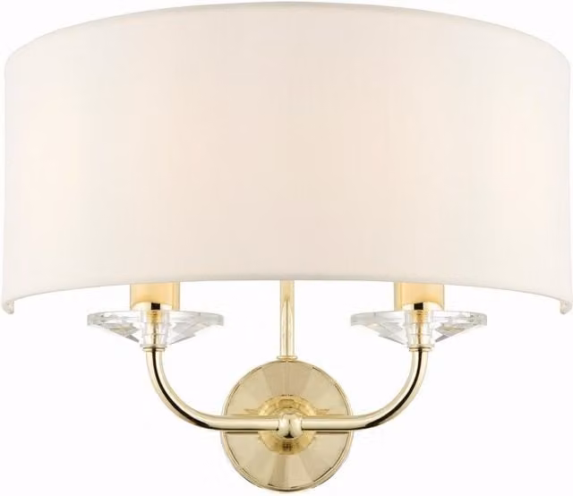Netlighting Nixon 2 Light Indoor Candle Wall Light in Brass and White with E14 Base