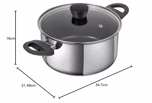 Kuhn Rikon Classic Induction Non-Stick Stainless Steel Casserole Pot with Glass Lid, Silver, 3 l – 4