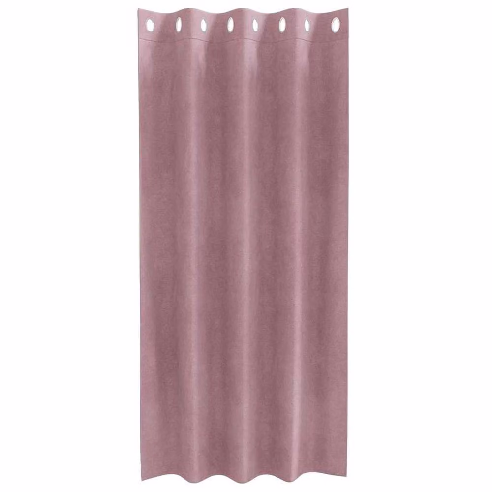 Berkfield Home Pink Velvet Blackout Eyelet Curtains, 2 Pack – 3