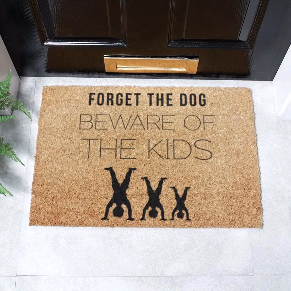 Artsy Mats Forget The Dog Beware Of The Kids Doormat in Black, W: 60 cm, D: 40 cm – 2