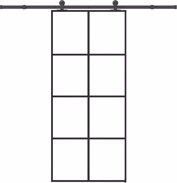 Berkfield Home Modern Sliding Door with Hardware Set, Black ESG Glass and Aluminium, W: 90 cm, H: 205 cm