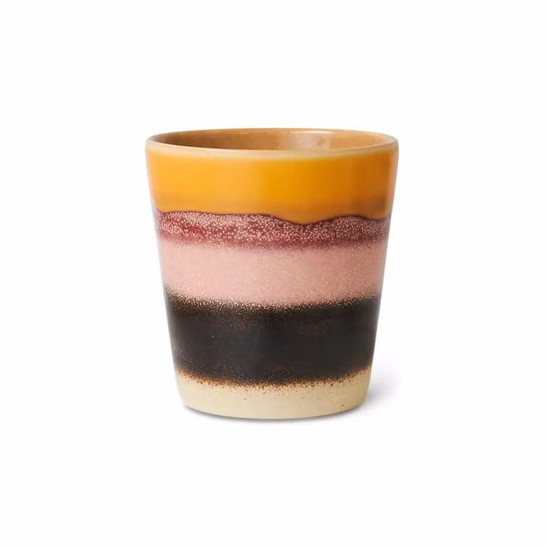 HKLIVING 70s Sunset Ceramic Stoneware Coffee Mug in Orange and Multicolour