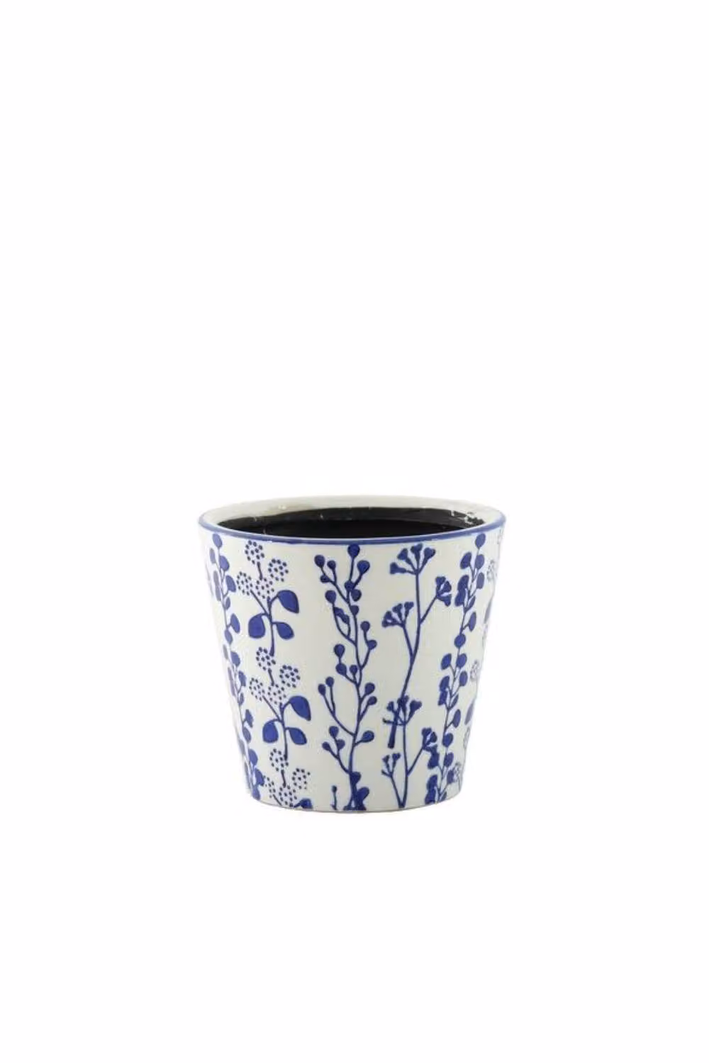 KDMD Hortus Perth Floral Ceramic Pot in White and Blue, H 13 cm x Dia 12 cm – 2