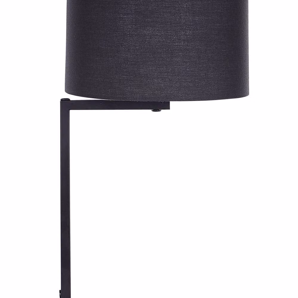Wyld and Coco Black Metal Table Lamp with Fabric Drum Shade, Height: 49 cm – 2