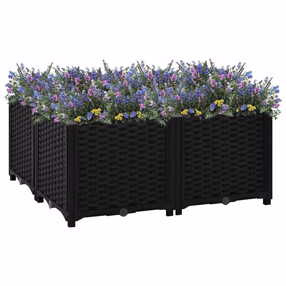Berkfield Home Black Polypropylene Raised Bed W: 80 cm, D: 80 cm, H: 38 cm – 2