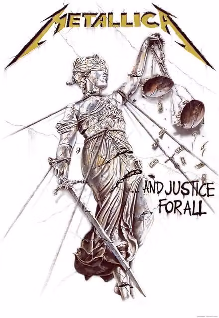 Metallica And Justice For All Textile Poster in White and Grey