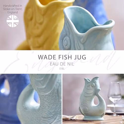 Wade Fish Ceramic Jug, 0.6 l, Eau De Nil Blue – 2